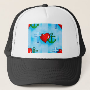 anchored by jesus trucker hat