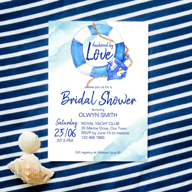 Anchored by love nautical bridal shower  invitation (Creator Uploaded)