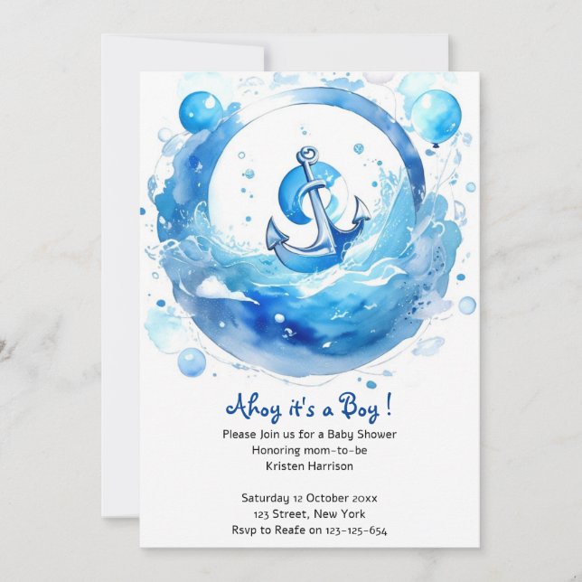 Anchored in Joy: Nautical Boy Baby Shower Invitation (Front)
