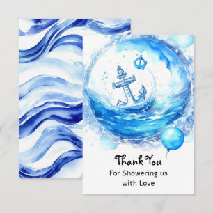 Anchored in Joy: Nautical Boy Baby Shower Thank You Card