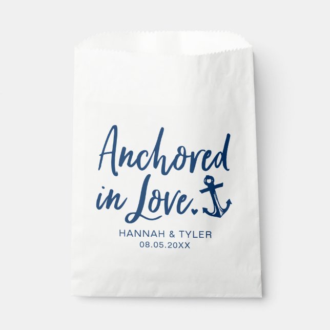 Anchored In Love Beach Nautical Wedding Favour Bag (Front)