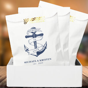 Anchored in Love Nautical Blue Anchor Wedding  Favour Bag