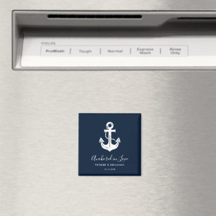 Anchored In Love Nautical Personalized Wedding Magnet