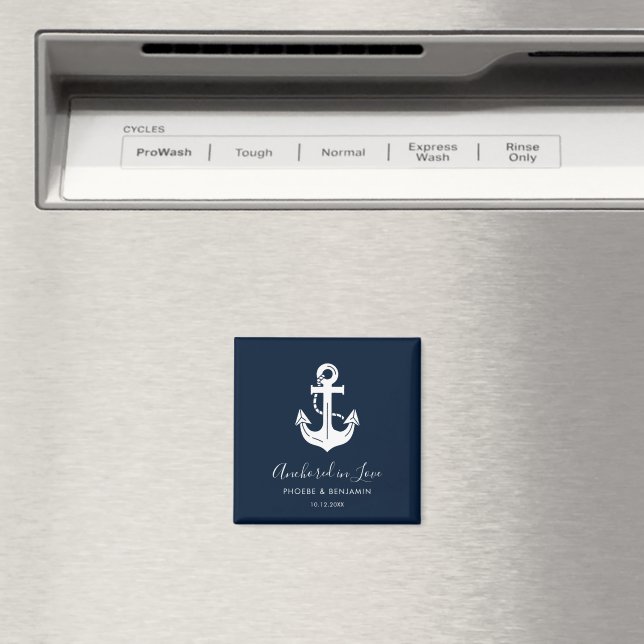 Anchored In Love Nautical Personalized Wedding Magnet (In Situ (Dishwasher))