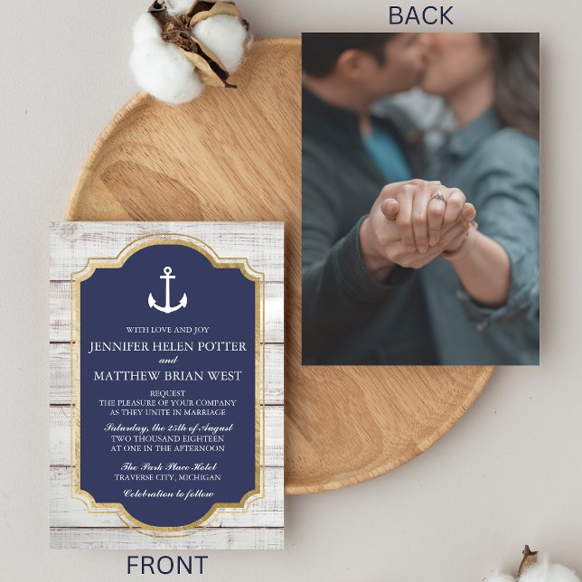 Anchored In Love Rustic Nautical Anchor Wedding Invitation (Creator Uploaded)