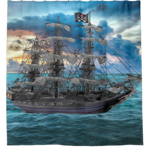 ANCHORED PIRATE SHIP AT SUNSET