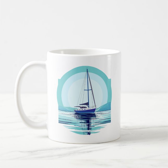Anchored Sailboat Coffee Mug (Left)