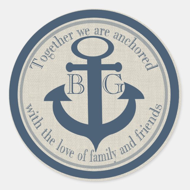 Anchored with Love Classic Round Sticker (Front)