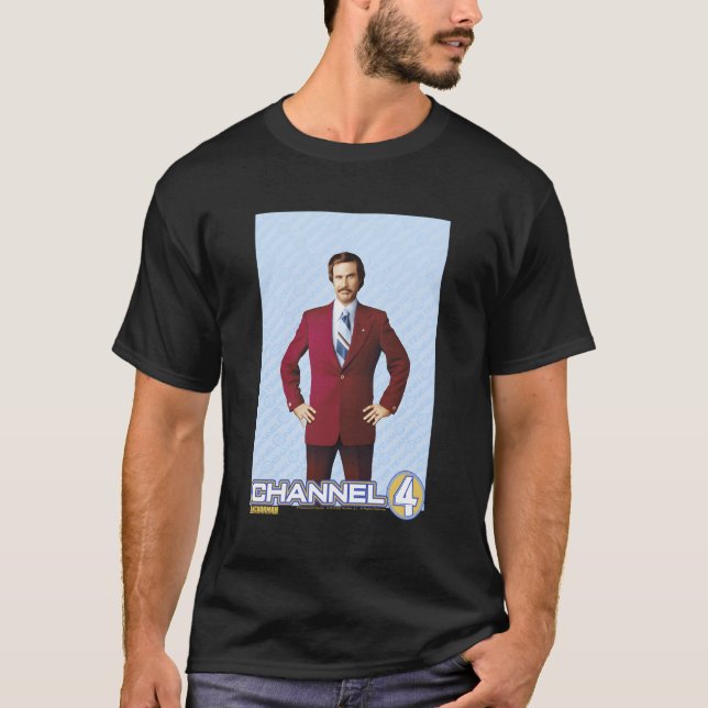 Anchorman Ron Burgundy Channel 4 Portrait T-Shirt (Front)
