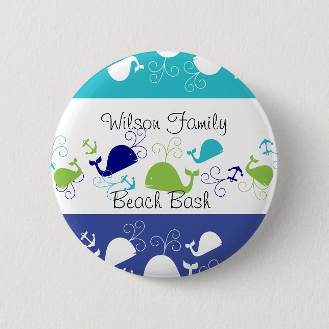 Anchors-a-Whale 2 Inch Round Button (Front)