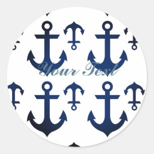 Anchors Ahoy Nautical Classic Round Sticker