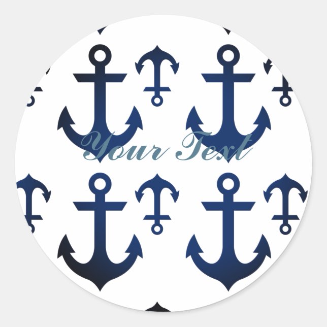 Anchors Ahoy Nautical Classic Round Sticker (Front)