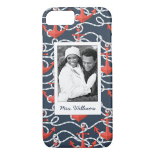 Anchors And Rope Pattern Your Photo & Name Case-Mate iPhone Case