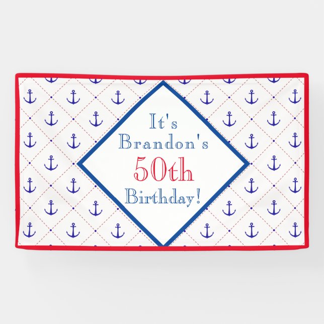 Anchors Away 50th Birthday Party  Banner (Horizontal)