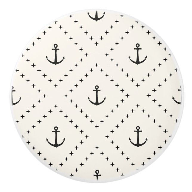 Anchors Away! Nautical Pattern for Coastal Living Ceramic Knob (Front)