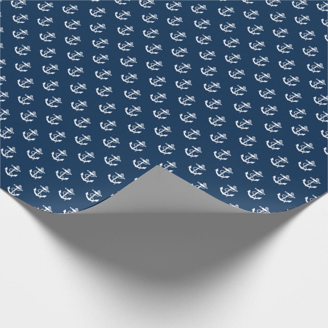 Anchors Away Nautical Personalize Wrapping Paper (Corner)