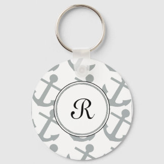 Anchors Away Pattern with Monogram Keychain