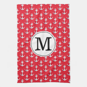 Anchors Away! Red Custom Monogrammed Golf Bag Kitchen Towel