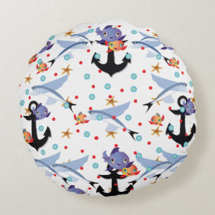 Anchors Away Round Pillow