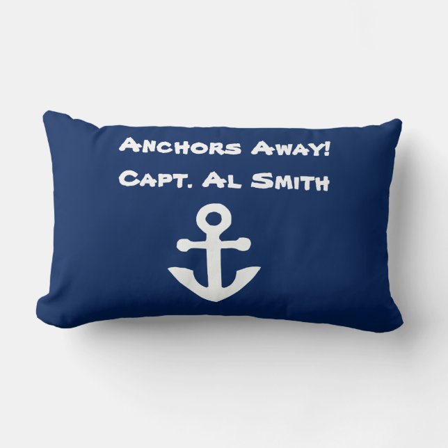 Anchor's Away Sailing Nautical Lumbar Pillow (Front)