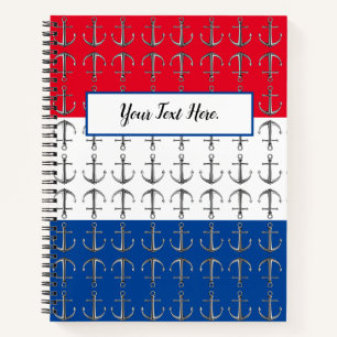 Anchors Aweigh, A Nautical Pattern Spiral Notebook