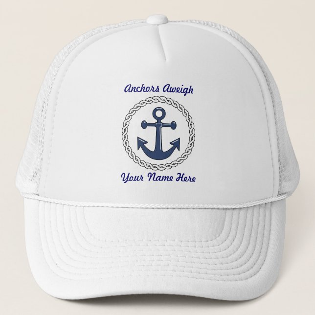 Anchors Aweigh Personalized hat (Front)