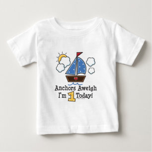 Anchors Aweigh Sailboat 1st Birthday T-shirt