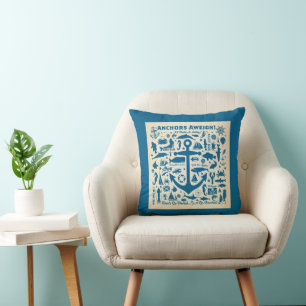 Anchors Aweigh! Throw Pillow