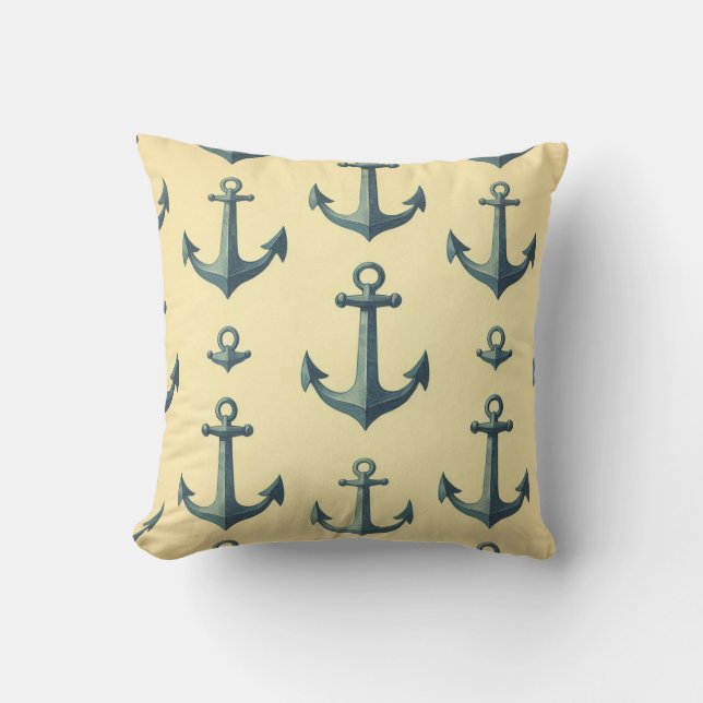 Anchors Aweigh Throw Pillow (Front)