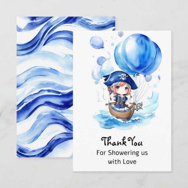 Anchors Aweigh to Celebrate: Boy Baby Shower Thank You Card (Front/Back)