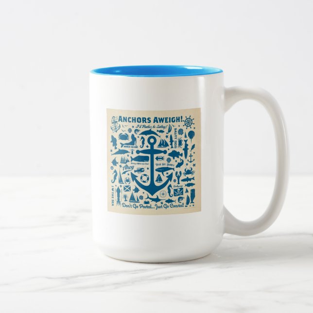 Anchors Aweigh! Two-Tone Coffee Mug (Right)