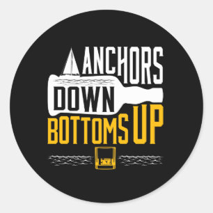 Anchors Down Bottoms Up Boating Party Classic Round Sticker