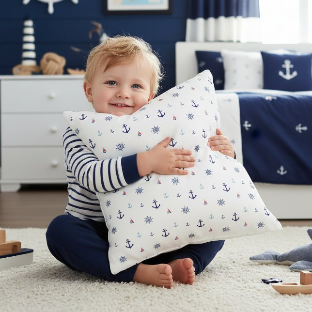 Anchors & Helms Nautical Kids ID1256 Throw Pillow (Creator Uploaded)