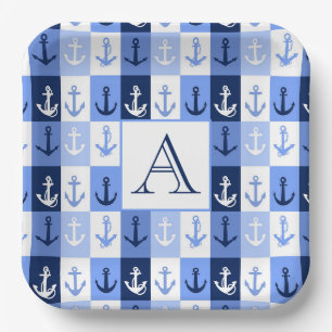 Anchors monogram paper plates