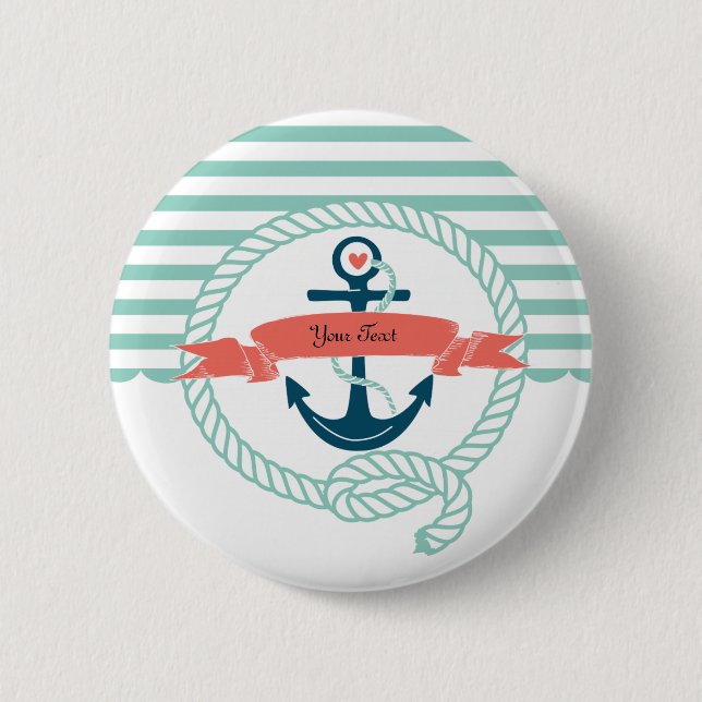 Anchors Nautical 2 Inch Round Button (Front)