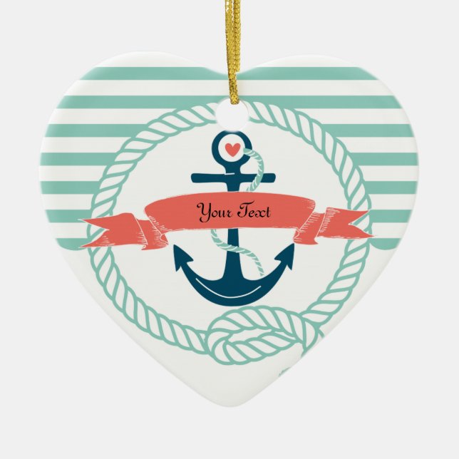 Anchors Nautical - 2 sided Ceramic Ornament (Front)