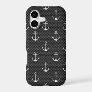 Anchors on Black Carbon Fibre Pattern