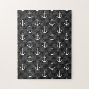 Anchors on Black Carbon Fibre Pattern Jigsaw Puzzle