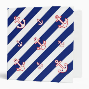 Anchors on Stripes Nautical Pattern Binder