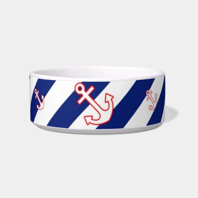 Anchors on Stripes Nautical Pattern Bowl (Left)