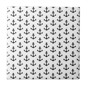 Anchors Pattern Nautical Black White Sailor Tile