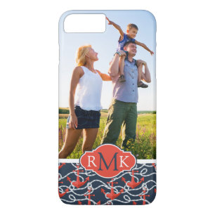 Anchors & Rope Pattern   Your Photo & Monogram Case-Mate iPhone Case