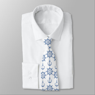 anchors ships wheel boats ships tie retro blue 2