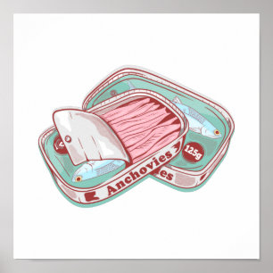 Anchovies in a tin can poster