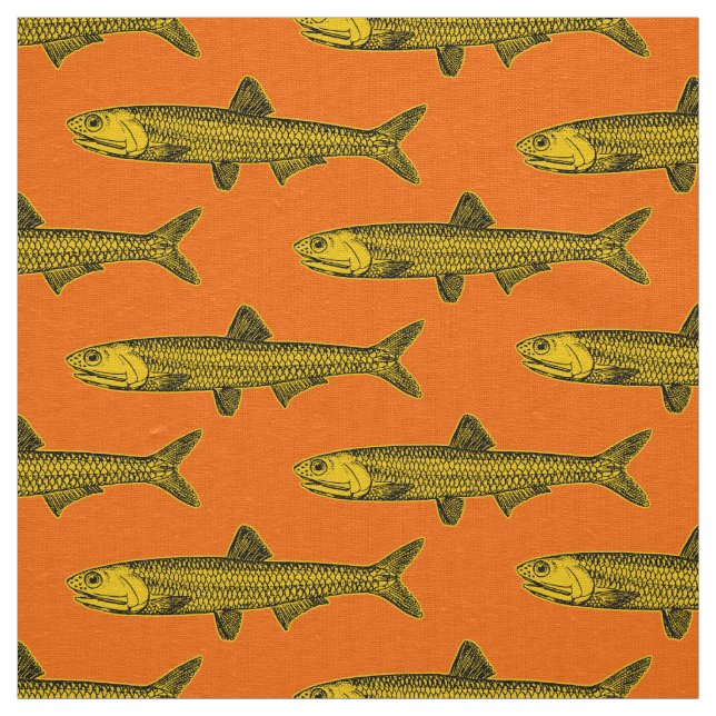 Anchovy Pattern - Amber, Black and Orange Fabric (Swatch)