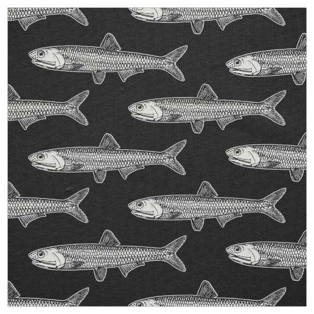 Anchovy Pattern - Black and White Fabric (Swatch)