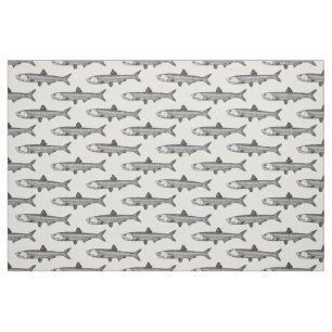 Anchovy Pattern - Black on White Fabric