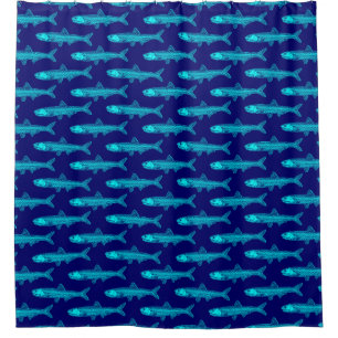 Anchovy Pattern - Cyan and Deep Navy