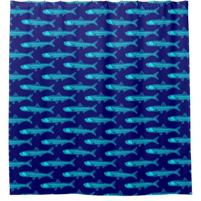 Anchovy Pattern - Cyan and Deep Navy (Front)