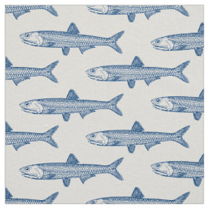 Anchovy Pattern - Shibori Blue on White Fabric